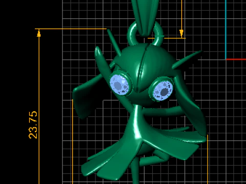 Golden Fairy Dancer Pendant with Ruby Eyes 3D Model