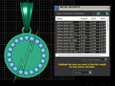 Golden Lightning Bolt Pendant with Ruby Circle 3D Model