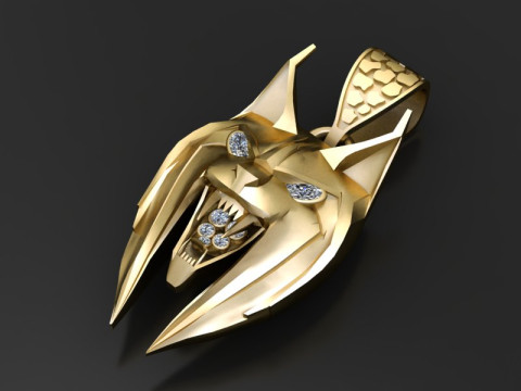 Fierce Wolf Head Pendant Modèles 3D en vedette