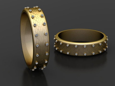 Diamond-Studded Gold Band Ring 3D प्रिंट मॉडल
