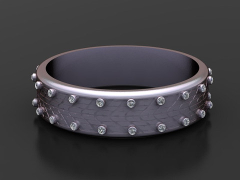 Diamond-Studded Gold Band Ring 3D प्रिंट मॉडल