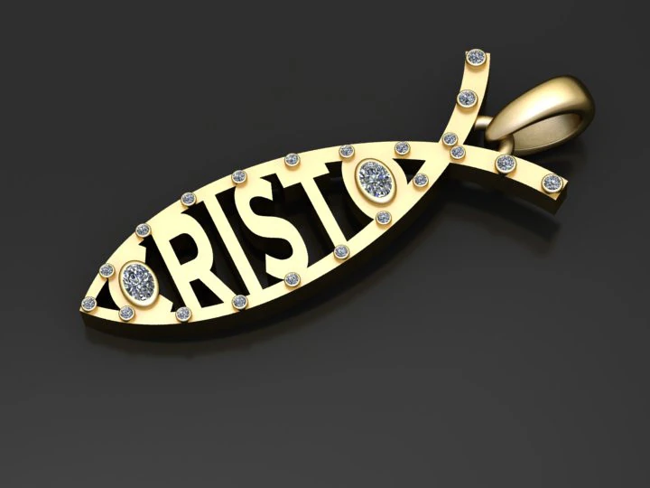 Кулон Risen Fish 3D Принт Модель .c4d .max .obj .3ds .fbx .stl .blend 