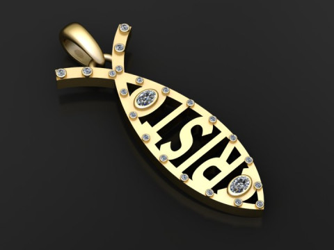 Risen Fish Pendant Modèles 3D en vedette