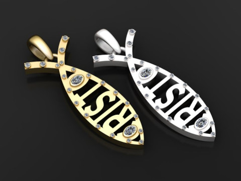 Risen Fish Pendant Modèles 3D en vedette