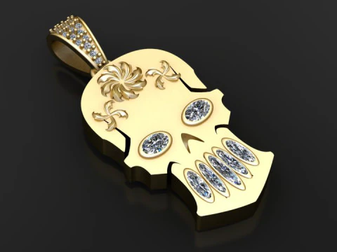 Diamond Skull Pendant 3D Print Model