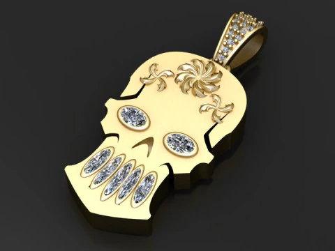 Diamond Skull Pendant 3D Print Model