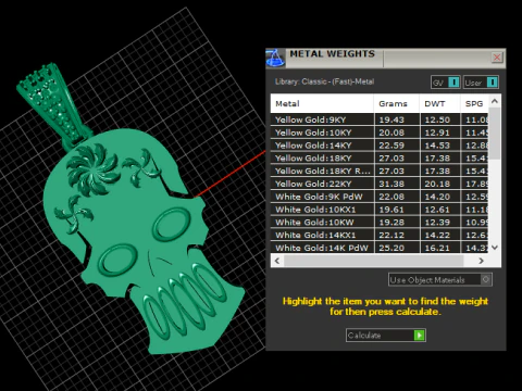 Diamond Skull Pendant 3D Print Model