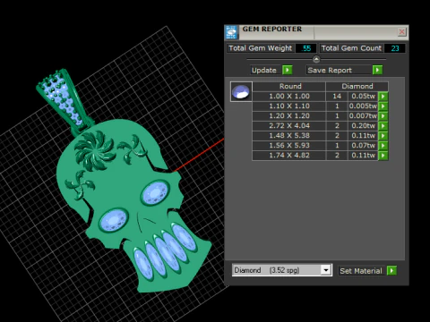 Diamond Skull Pendant 3D Print Model