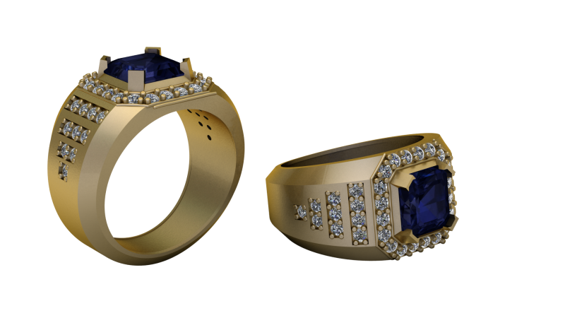 Diamond Mens Gold Ring 3D Принт Модель .c4d .max .obj .3ds .fbx .stl .blend