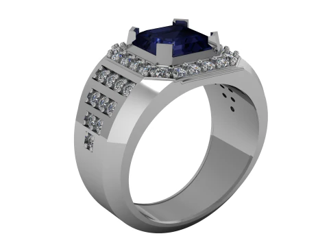 Diamond Mens Gold Ring 3D Print Model