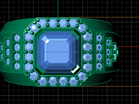 Diamond Mens Gold Ring 3D Print Model