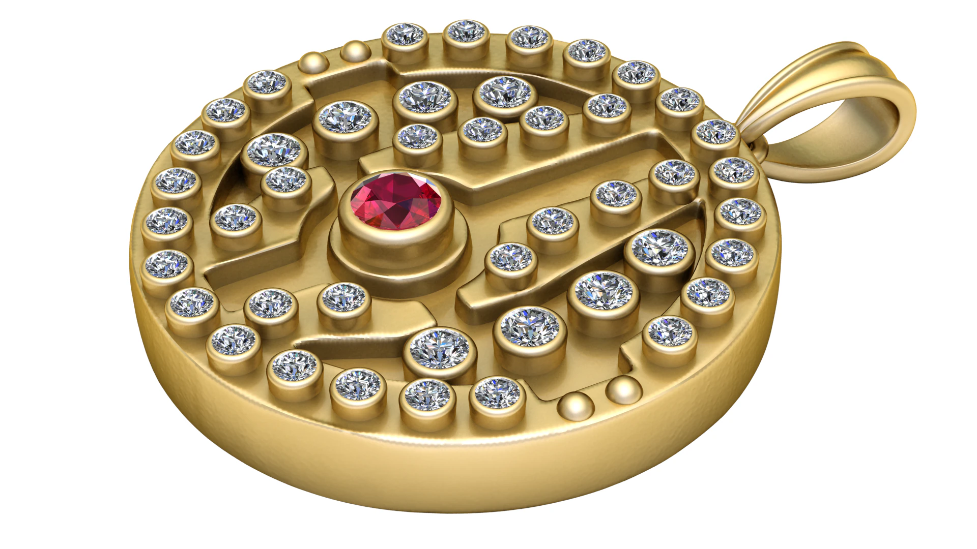 Labyrinth Circle Pendant 3D Print Model .c4d .max .obj .3ds .fbx .stl .blend 