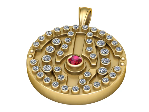 Labyrinth Circle Pendant 3D Print Model