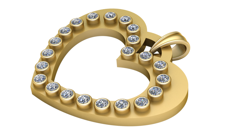 Diamond Heart Pendant 3D Принт Модель .c4d .max .obj .3ds .fbx .stl .blend 