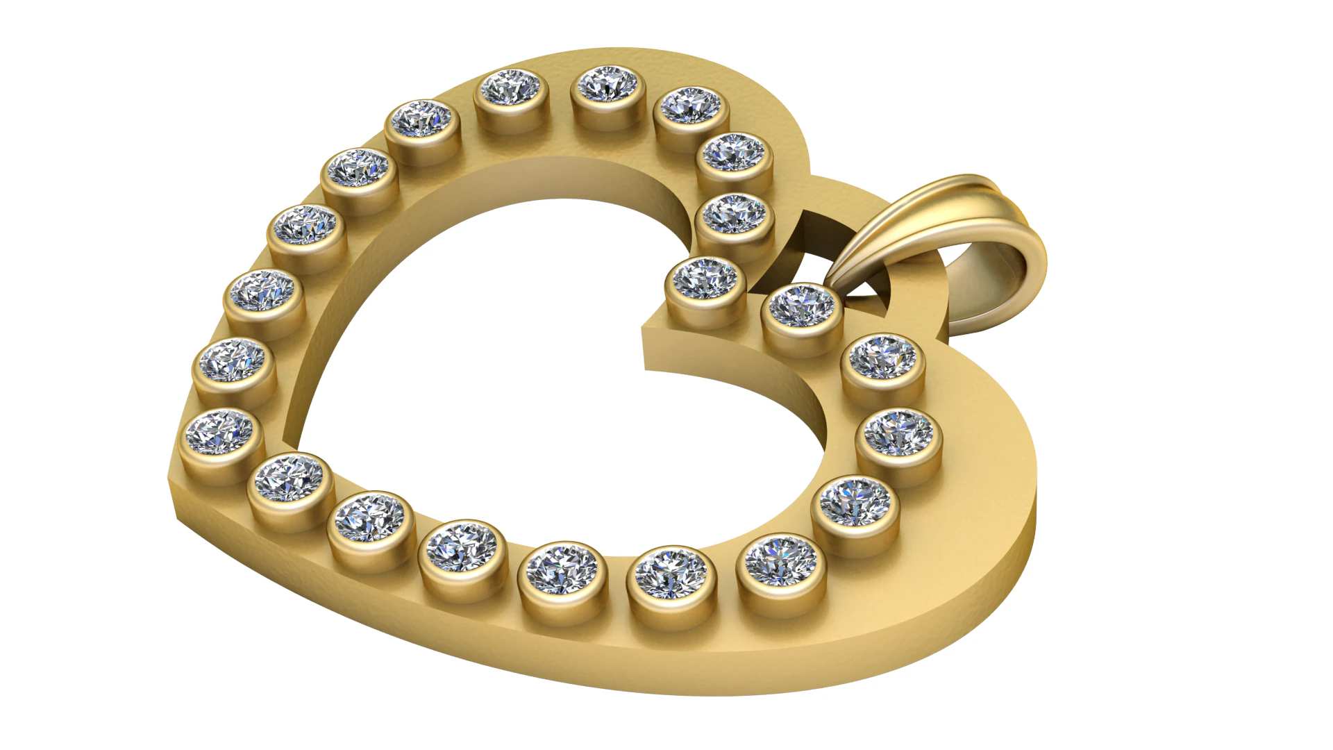 Diamond Heart Pendant 3D Print Model .c4d .max .obj .3ds .fbx .stl .blend