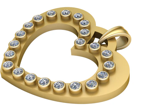 다이아몬드 하트 펜던트 3D 프린트 모델