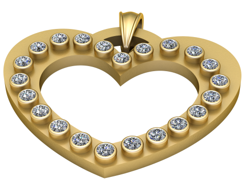 Diamond Heart Pendant 3D Принт Модель