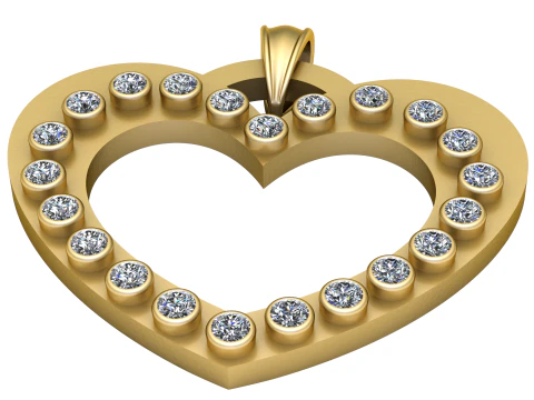Diamond Heart Pendant 3D Print Model
