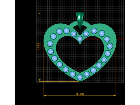 Diamond Heart Pendant 3D Print Model
