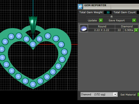 Diamond Heart Pendant 3D Print Model