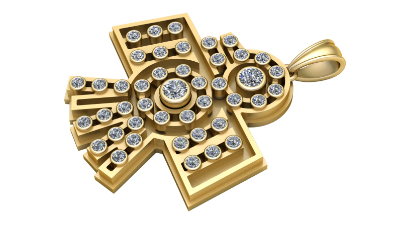 Ciondolo croce geometrica con diamanti Modello di stampa 3D .c4d .max .obj .3ds .fbx .stl .blend