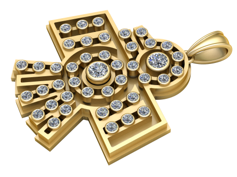 Diamond Geometric Cross Pendant 3D Print Model