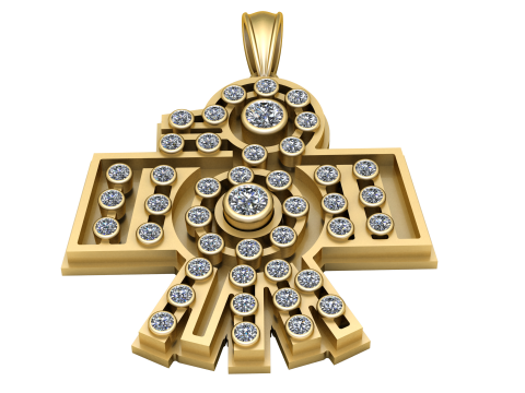 Diamond Geometric Cross Pendant Model Cetak 3D