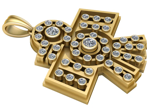 Ciondolo croce geometrica con diamanti Modello di stampa 3D