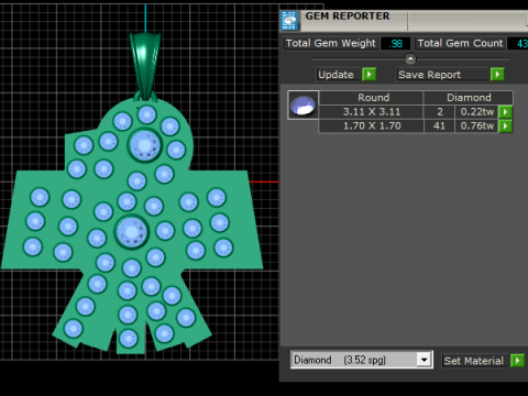 Diamond Geometric Cross Pendant Model Cetak 3D