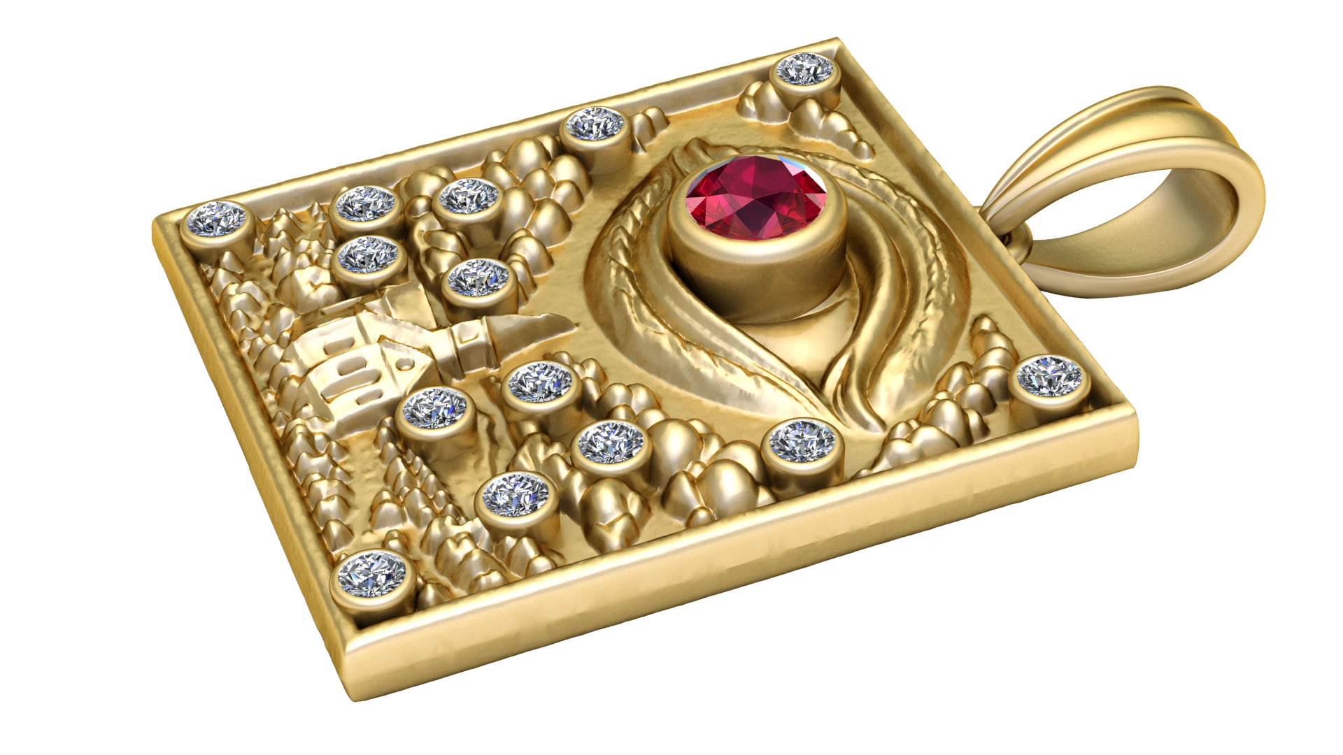 Mystic Ruby Eye Pendant 3D Print Model .c4d .max .obj .3ds .fbx .stl .blend 
