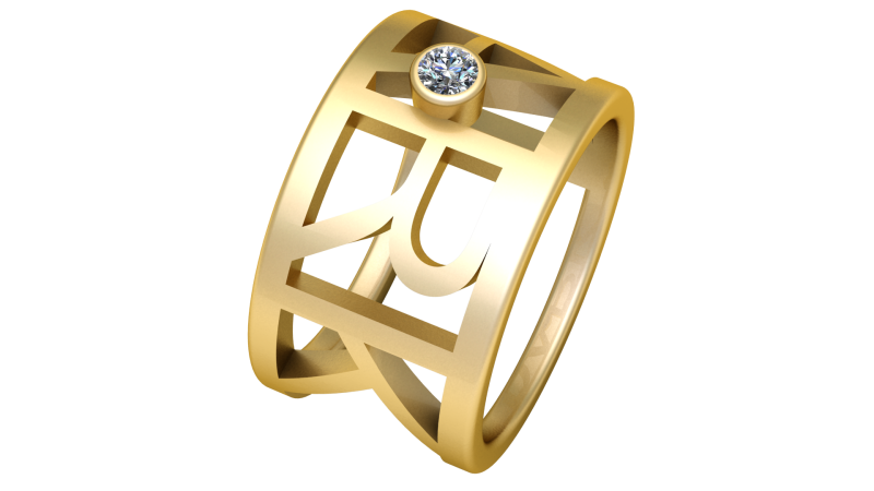 Custom Initial Gold Ring 3D 打印模型 .c4d .max .obj .3ds .fbx .stl .blend