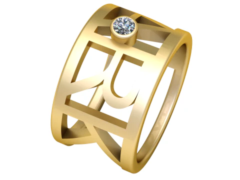 Anel de ouro inicial personalizado Modelo de Impressão 3D