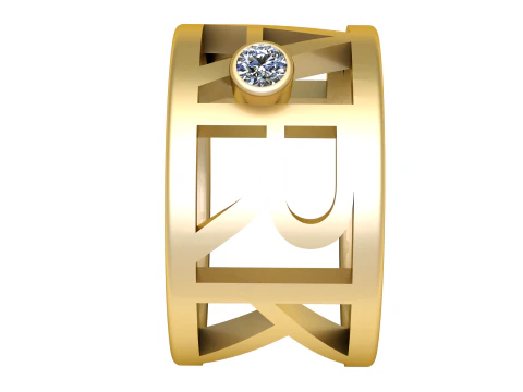Custom Initial Gold Ring 3D Print Model
