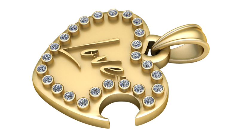 Diamond Love Heart Pendant 3D Print Model .c4d .max .obj .3ds .fbx .stl .blend 