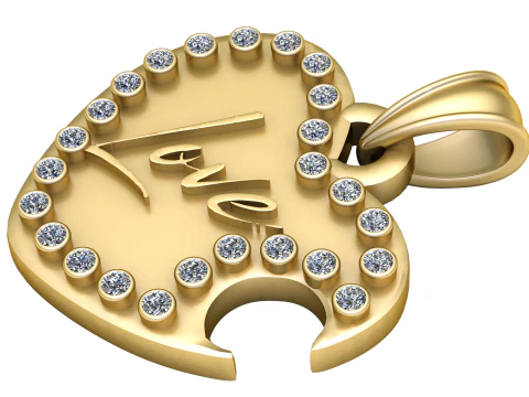 Pingente de coração de amor de diamante Modelo de Impressão 3D
