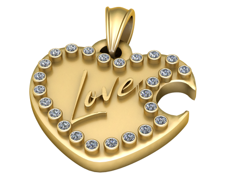 Diamond Love Heart Pendant 3D Print Model