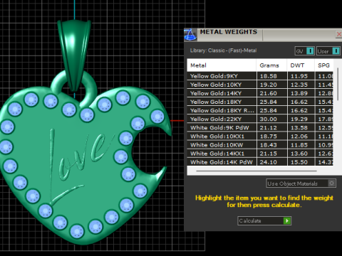 Diamond Love Heart Pendant 3D Print Model