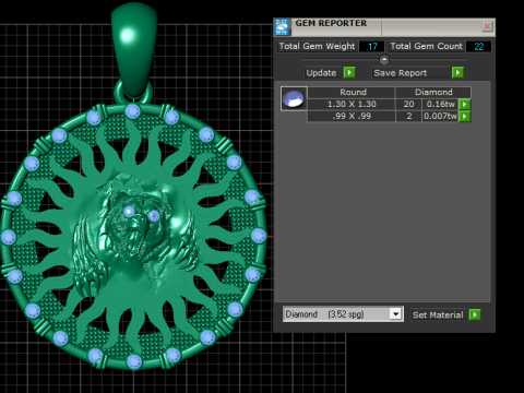 Roaring Bear Sunburst Pendant 3D Modell