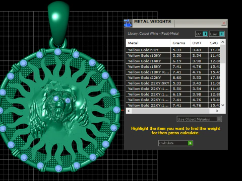 Roaring Bear Sunburst Pendant 3D Model