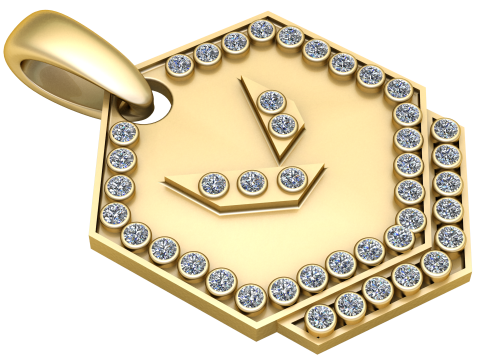 Hexa Sapphire Emblem Pendant 3D Model