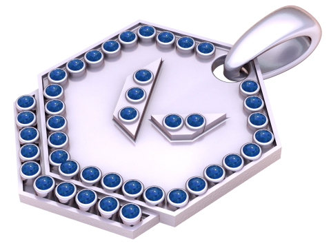 Hexa Sapphire Emblem Pendant 3D Model