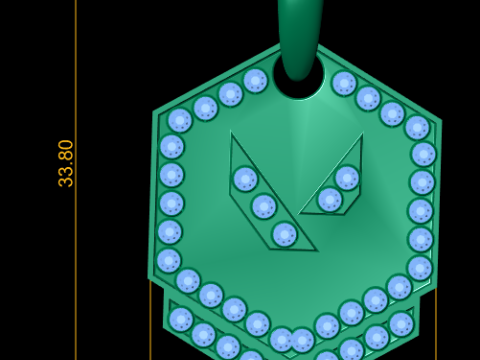 Hexa Sapphire Emblem Pendant 3D Model