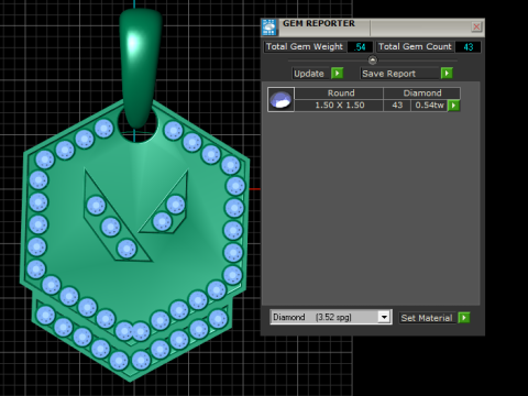 Hexa Sapphire Emblem Pendant 3D Model