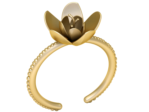 Golden Lotus Bloom Ring 3D Model