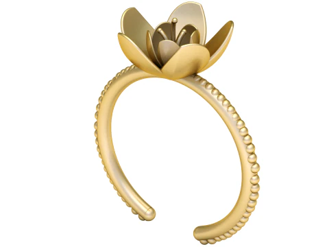 Golden Lotus Bloom Ring 3D Model