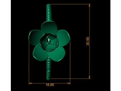 Golden Lotus Bloom Ring 3D Model