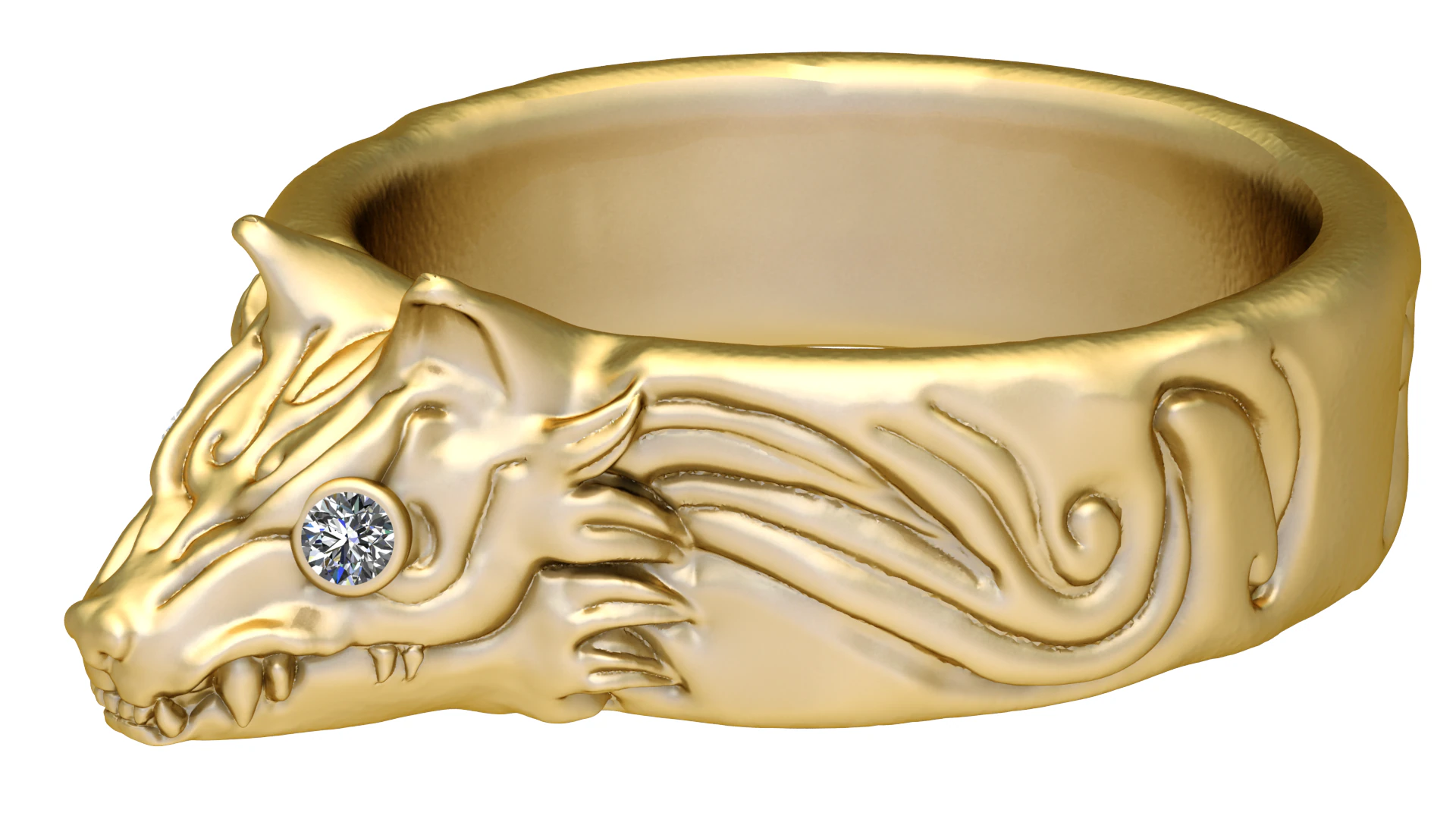 Golden Dragon Eye Ring 3D Model .c4d .max .obj .3ds .fbx .stl .blend 