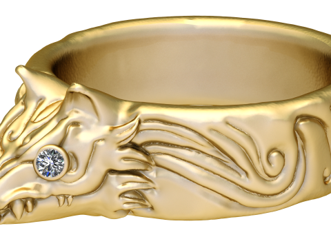 Golden Dragon Eye Ring 3D Model