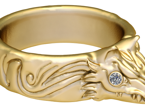Golden Dragon Eye Ring Modèle 3D