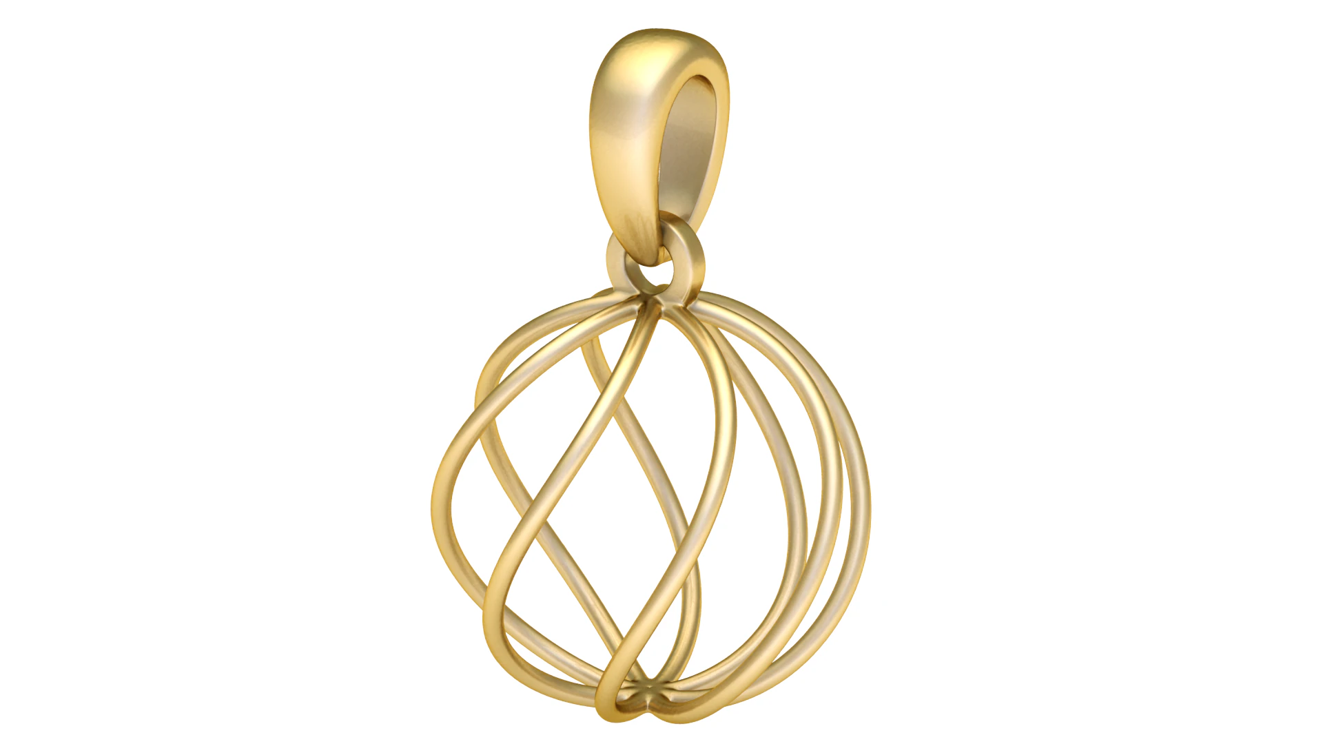 Golden Orb Cage Pendant 3D Model .c4d .max .obj .3ds .fbx .stl .blend